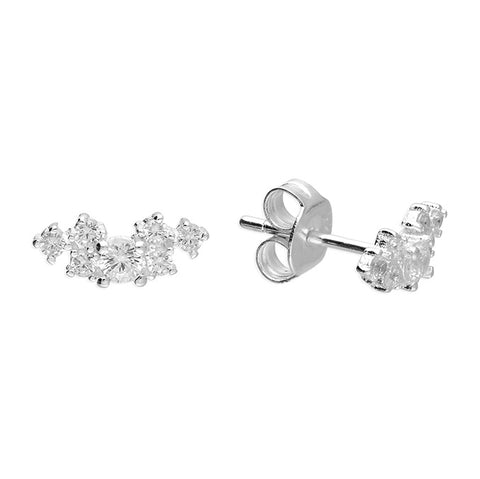 Icicle Climber Diamanté and Sterling Silver Stud Earrings