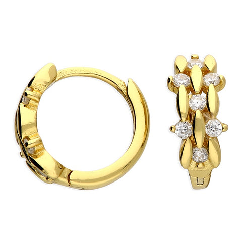 3 Strand Zirconia Huggie Earrings