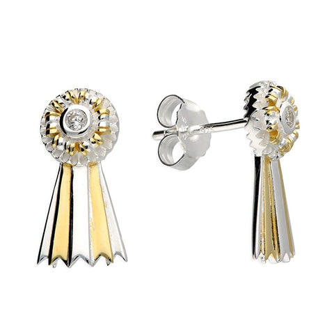Silver 2 tone Rosette Studs
