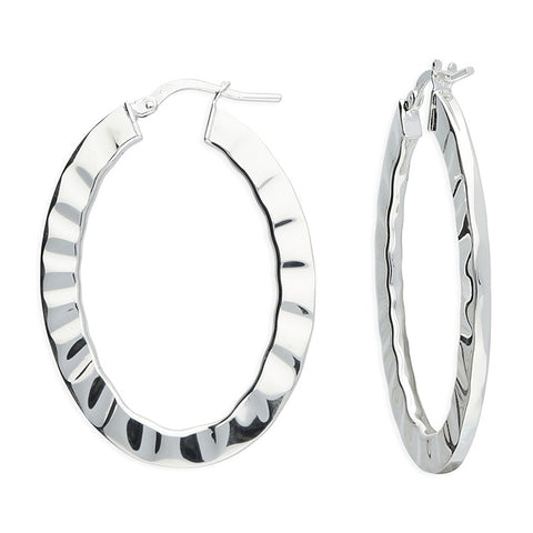 40mm Oval Ripple Hoop Earrings
