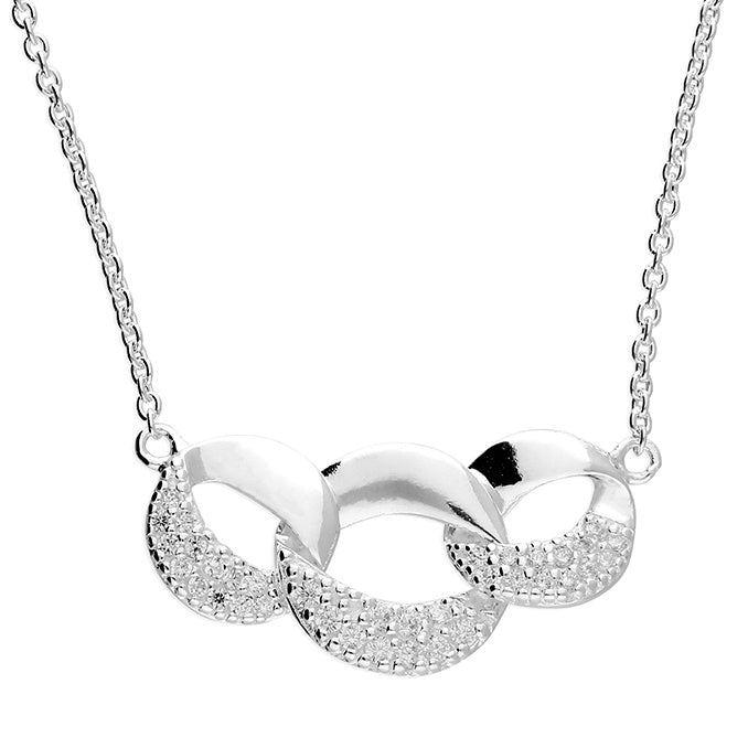 Three-Link Diamanté Sterling Silver 18" Necklace