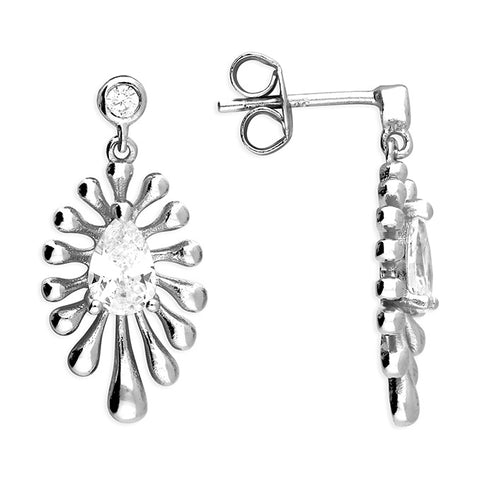 Paint Splash Diamanté Sterling Silver Drop Earrings