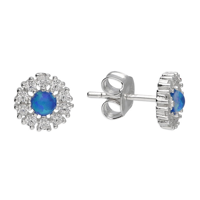 Snowflake Opalite and Diamanté Sterling Silver Stud Earrings