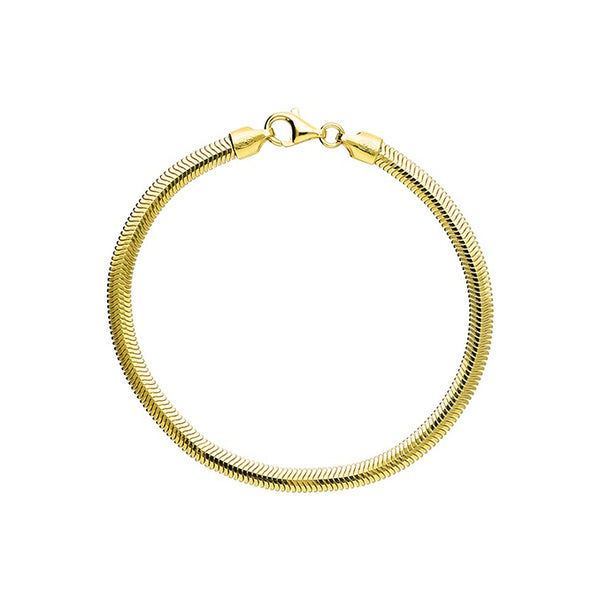 Sterling Silver Gold Plated Flat Oval Snake Chain Bracelet