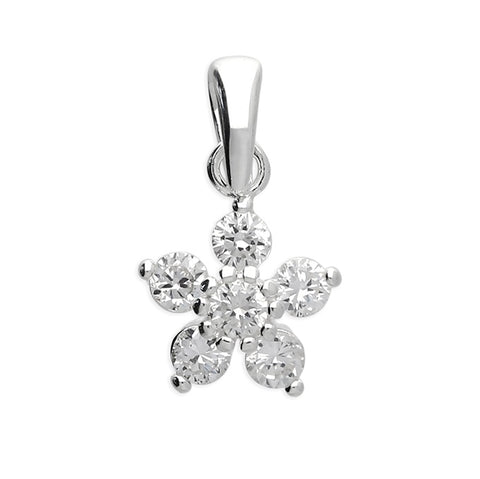 Dainty Diamanté Sterling Silver Flower Necklace