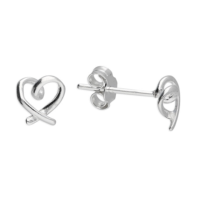 Forever Heart Sterling Silver Stud Earrings