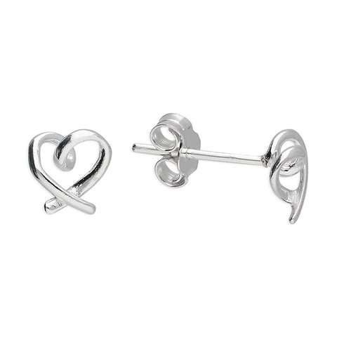 Forever Heart Sterling Silver Stud Earrings