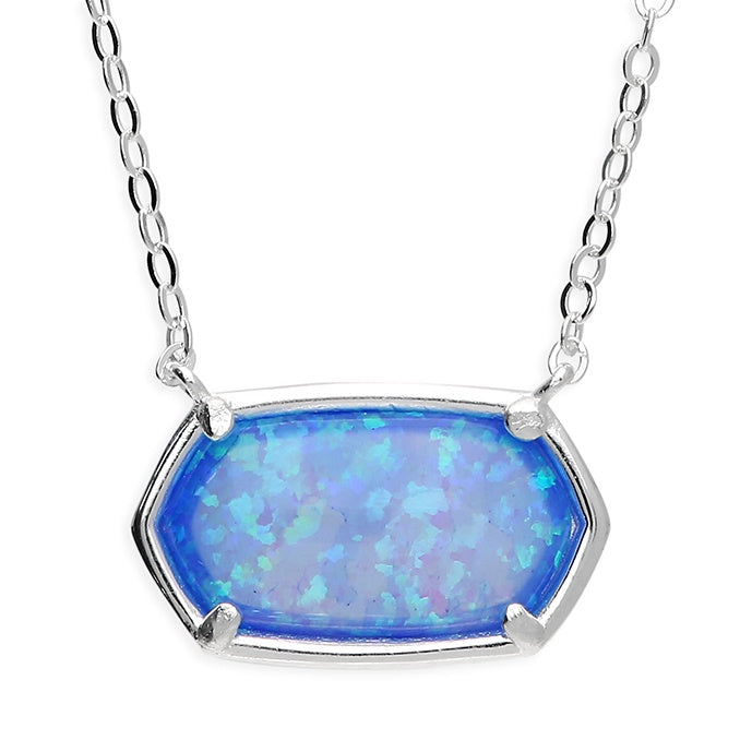 Hexagonal Opalite 18" Sterling Silver Necklace