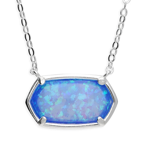 Hexagonal Opalite 18" Sterling Silver Necklace