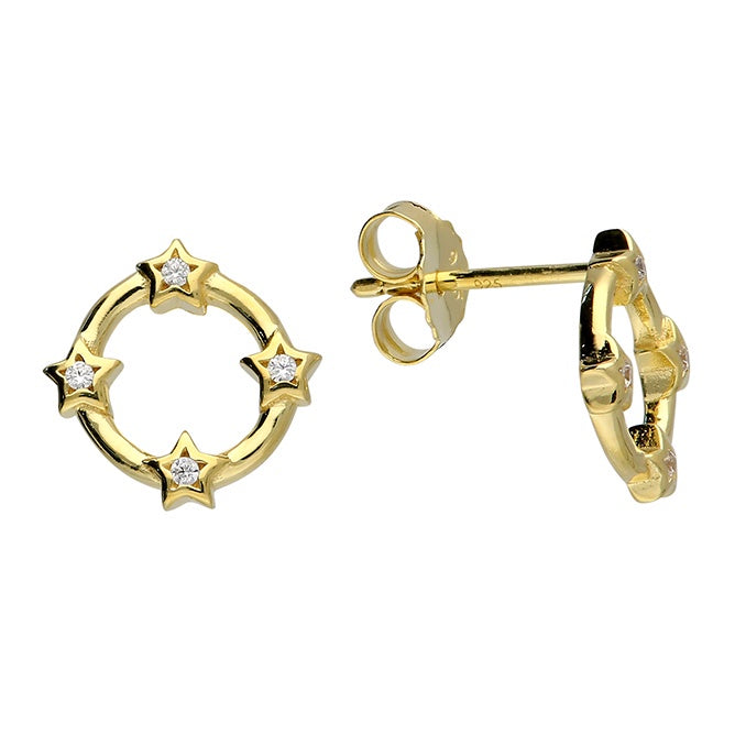 Four Star Orbit Diamanté Stud Earrings