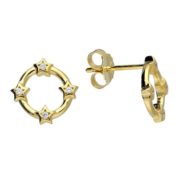 Four Star Orbit Diamanté Stud Earrings