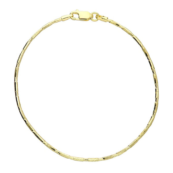 Sterling Silver Gold Plated Round Snake Chain Bracelet