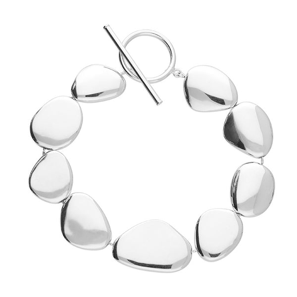 Sterling Silver Puffed Stone T-Bar Bracelet