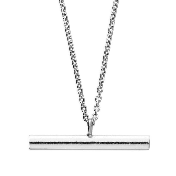 Silver Plain T Bar Necklace