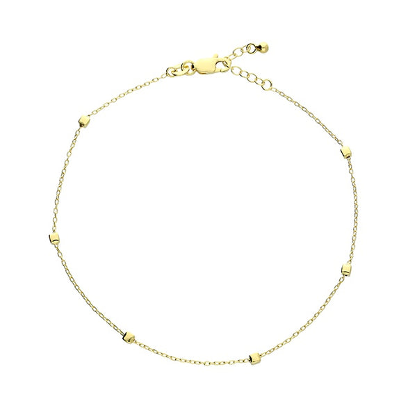 Gold Plated Cube Station Bead Anklet