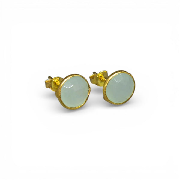 Beyond Biasa Round Gemstone Stud Earrings in Gold Vermeil