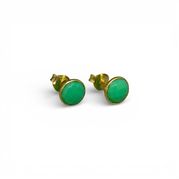 Beyond Biasa Round Gemstone Stud Earrings in Gold Vermeil