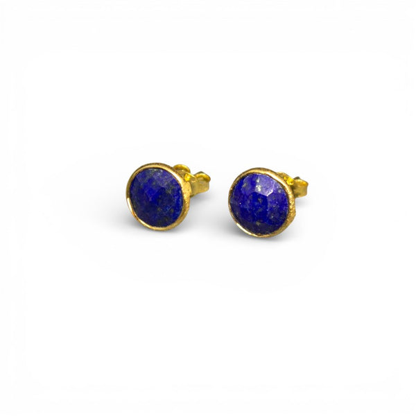 Beyond Biasa Round Gemstone Stud Earrings in Gold Vermeil
