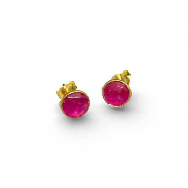 Beyond Biasa Round Gemstone Stud Earrings in Gold Vermeil