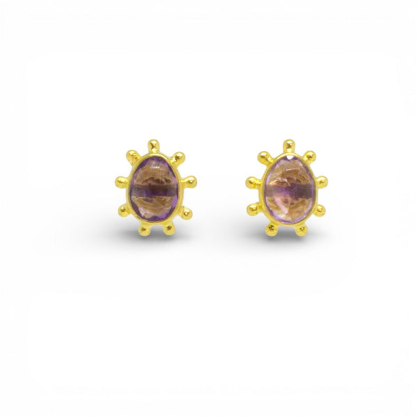 Beyond Biasa Irregular Gemstone Organic Dot Work Stud Earrings