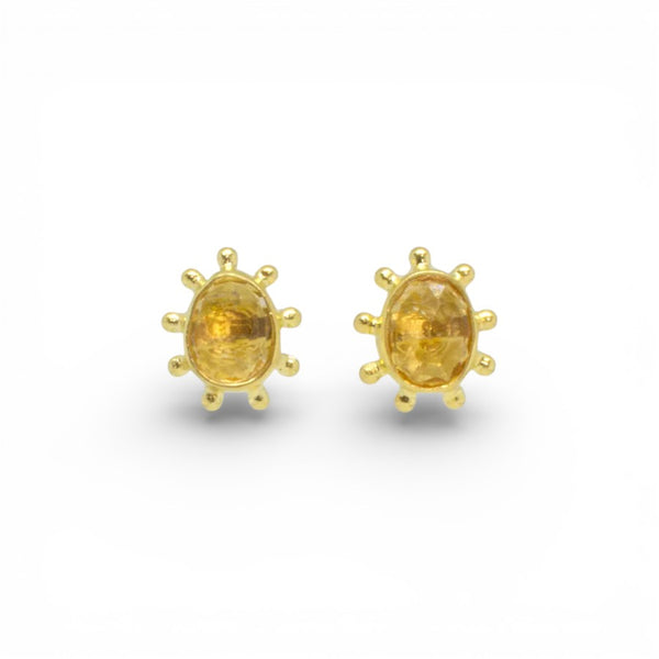 Beyond Biasa Irregular Gemstone Organic Dot Work Stud Earrings