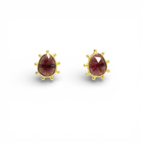 Beyond Biasa Irregular Gemstone Organic Dot Work Stud Earrings