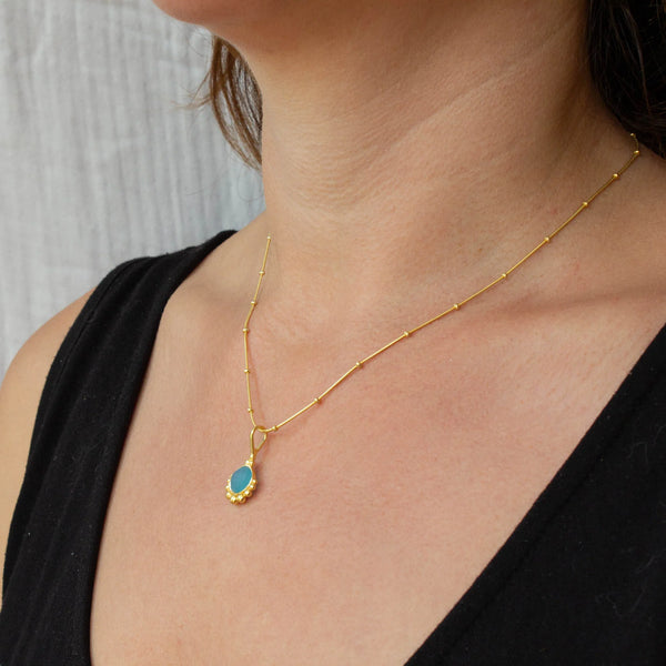 Beyond Biasa Gemstone Gold Dot Pendant Necklace