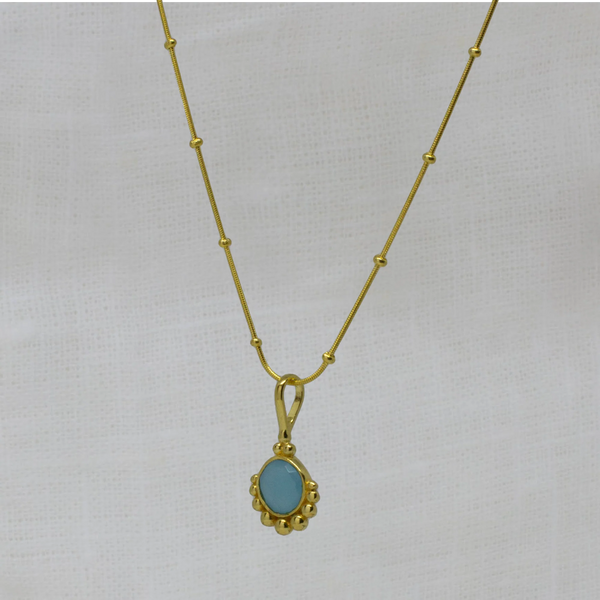 Beyond Biasa Gemstone Gold Dot Pendant Necklace