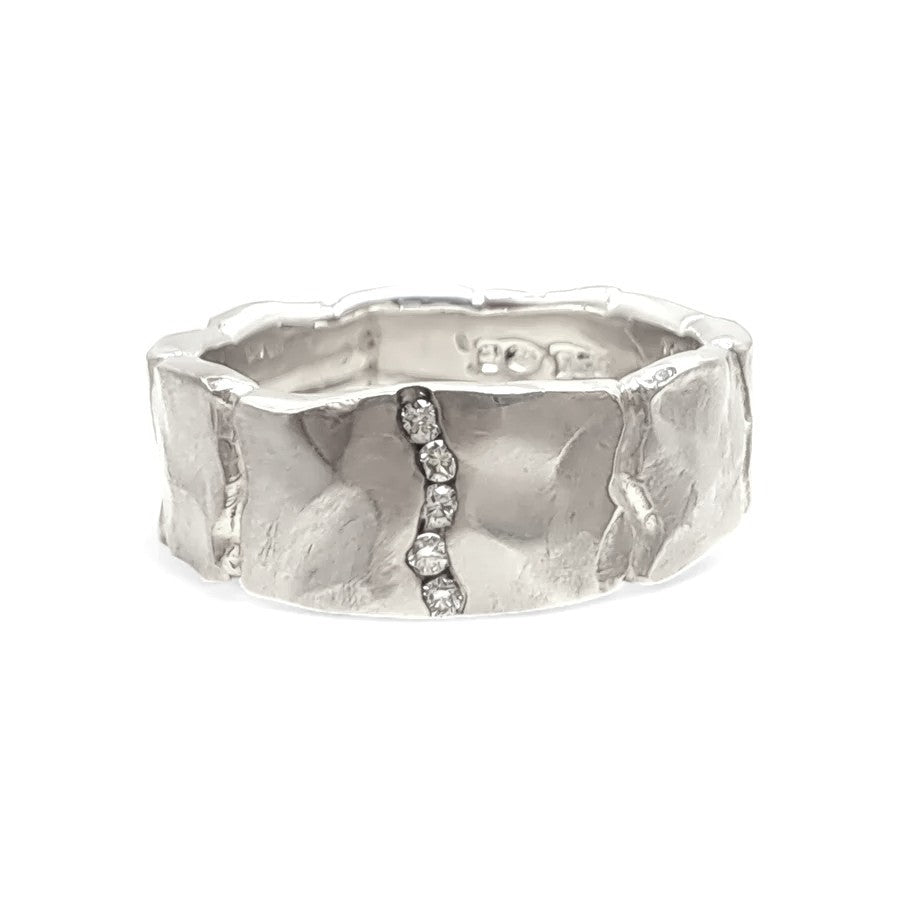 Silver and 5 Diamond Channel Set Ring