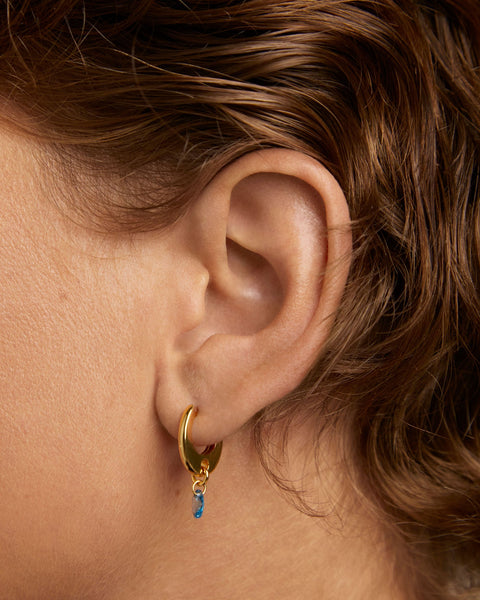 PDPAOLA Gold Blue Lily Hoops
