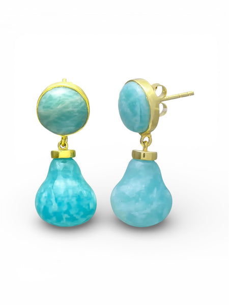 Beyond Biasa Amazonite and Gold Lumi Earrings