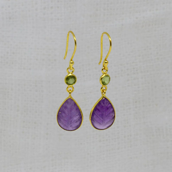 Beyond Biasa Amethyst and Peridot Drop Earrings