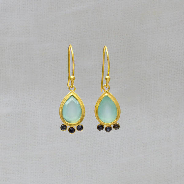 Beyond Biasa Gemstone and Gold Peony Earrings