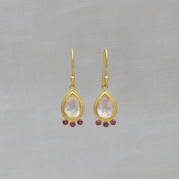 Beyond Biasa Gemstone and Gold Peony Earrings