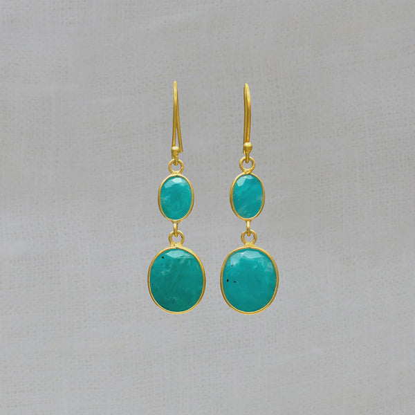 Beyond Biasa Amazonite and Gold Dangle Earrings