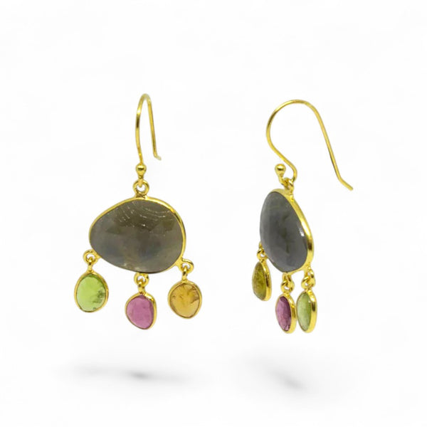 Beyond Biasa Sapphire and Tourmaline Dangle Earrings