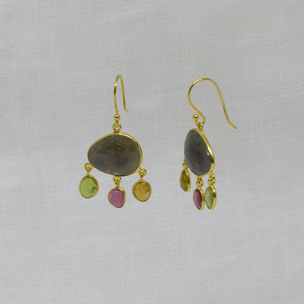 Beyond Biasa Sapphire and Tourmaline Dangle Earrings