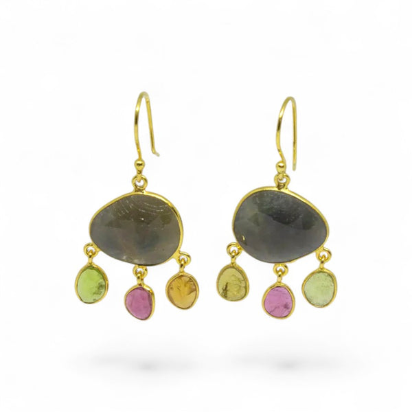 Beyond Biasa Sapphire and Tourmaline Dangle Earrings