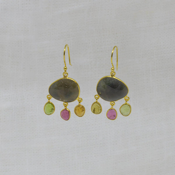 Beyond Biasa Sapphire and Tourmaline Dangle Earrings