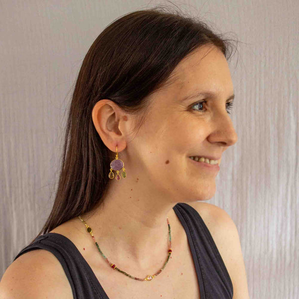 Beyond Biasa Sapphire and Tourmaline Dangle Earrings