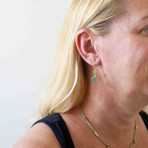 Beyond Biasa Green Aventurine and Peridot Gold Drop Earrings