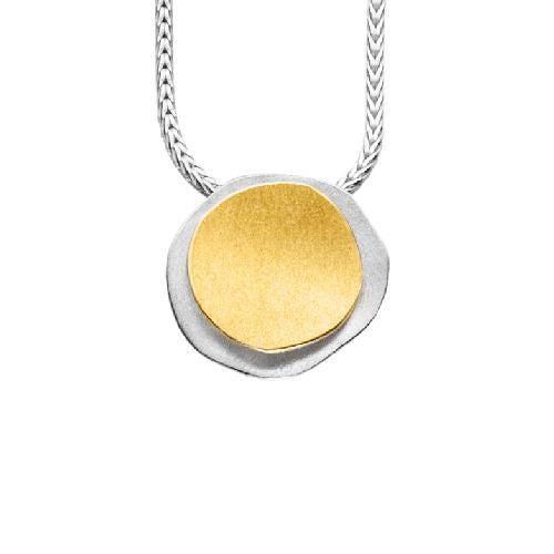'Solstice Disc' Silver & 22ct Gold Necklace