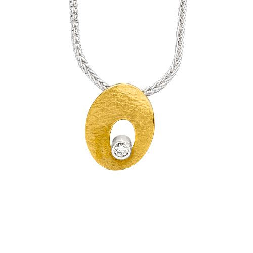 'Solar Sparkle' Silver & 22ct Gold Diamond Necklace