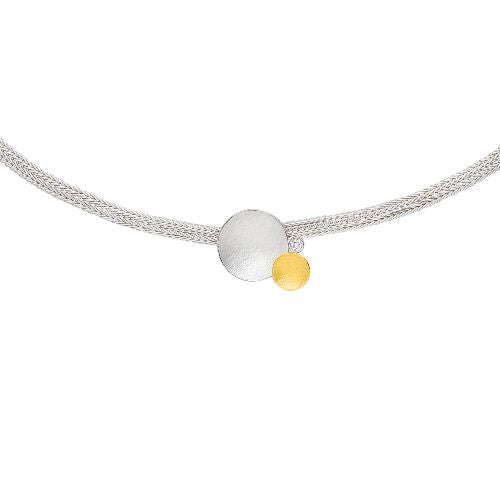 'Orbit Trio' Silver & 22ct Gold Diamond Necklace
