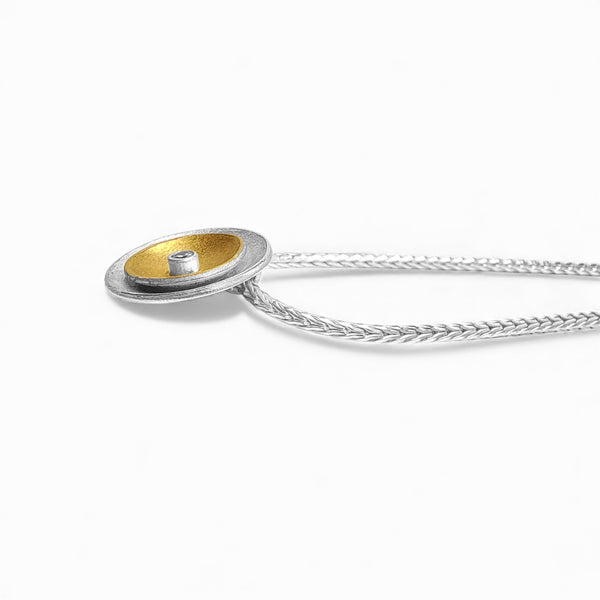 'Lunar Crater' Silver & 22ct Gold Diamond Necklace