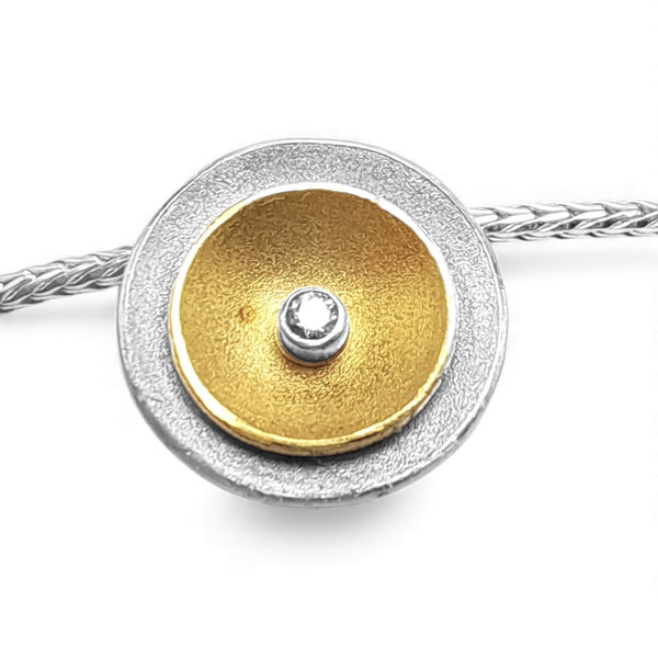'Lunar Crater' Silver & 22ct Gold Diamond Necklace