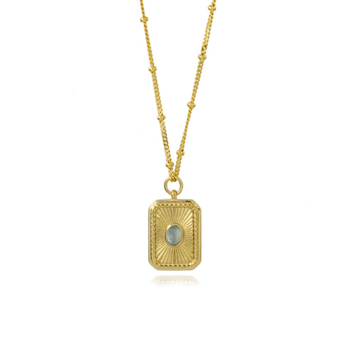 Gold Plated Aquamarine Birthstone Necklace