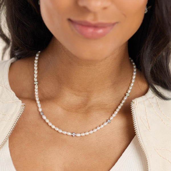 KIT HEATH Blossom Flyte Honey Flower FP Rice Pearl Station Necklace