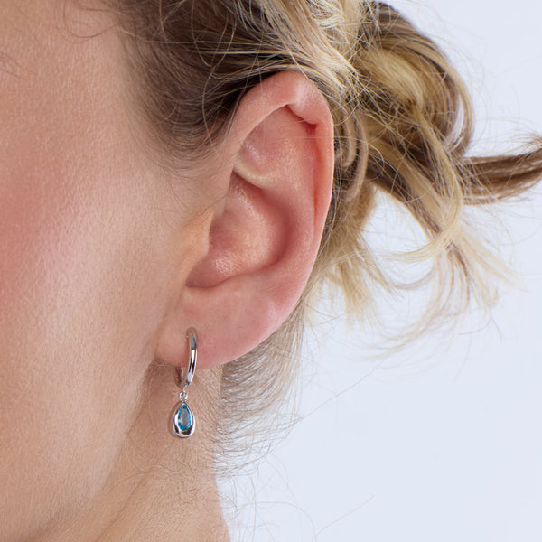 Kit Heath Coast Pebble Swiss Blue Topaz Hoop Earrings