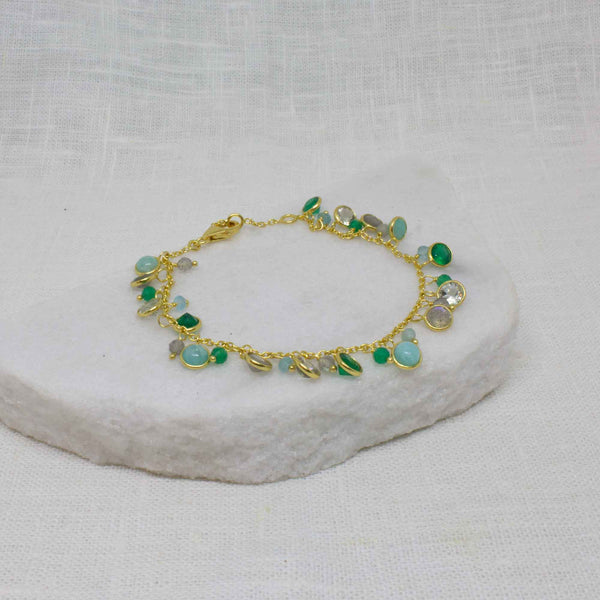 Beyond Biasa Multi Gemstone and Gold Vermeil Charm Bracelet